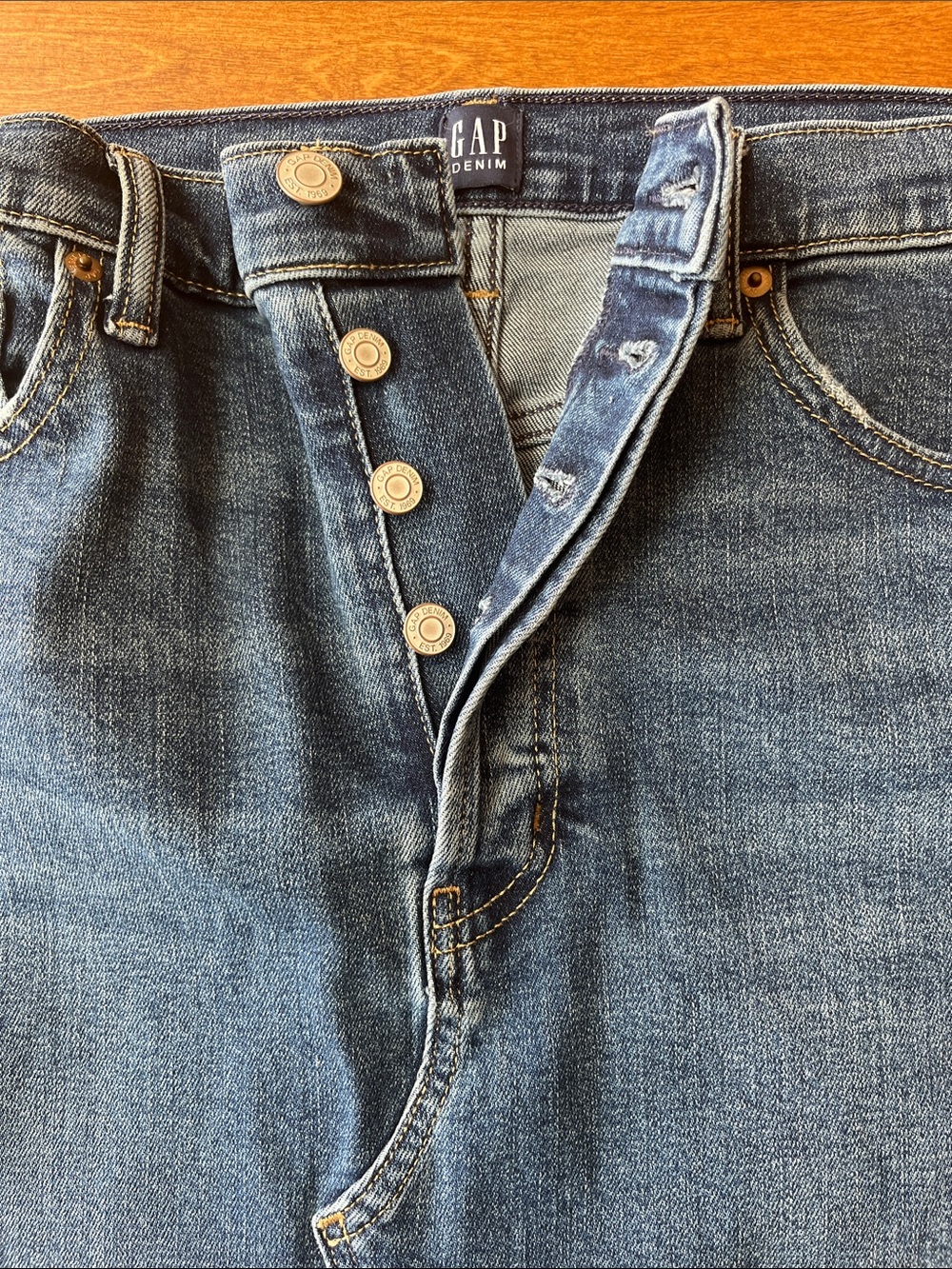 GAP Dark Blue Denim Pencil Skirt with Front Vent - Picture 4 of 7